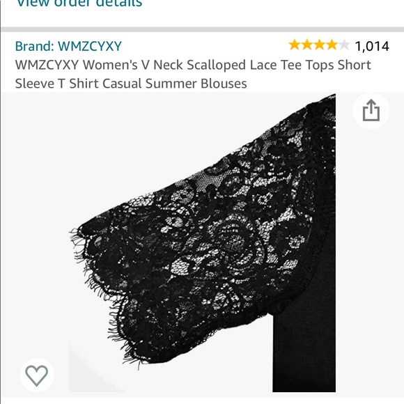 2/$50 Brand new never worn only tried on black lace detail shirt. Ladies size LG - Picture 3 of 3